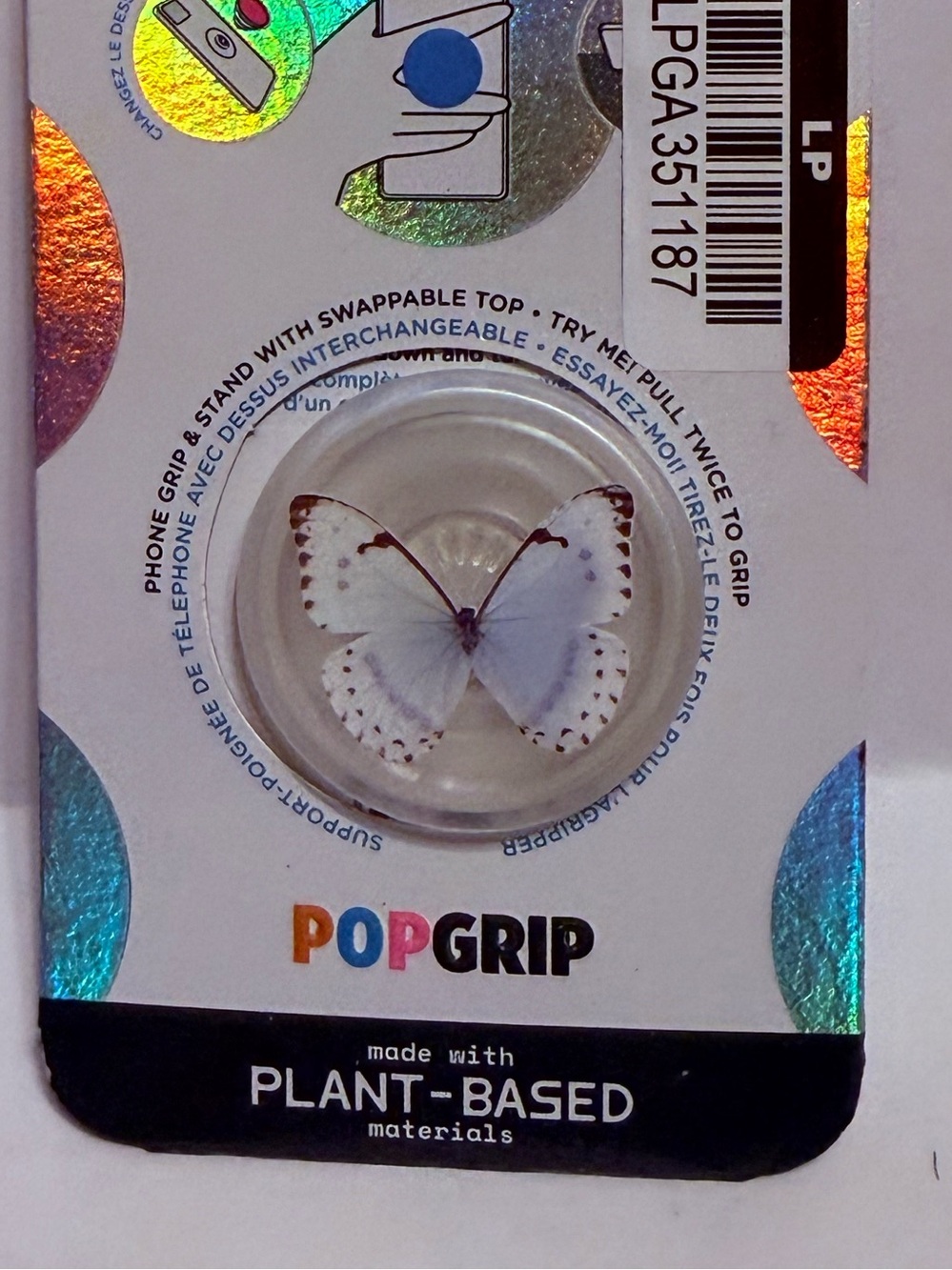 PopSockets PopGrip made with plant-based materials featuring a translucent Moth